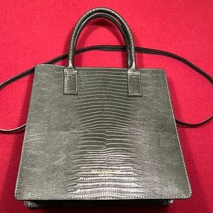 Viola Castellani | genuine leather reptile embossed dark green satchel